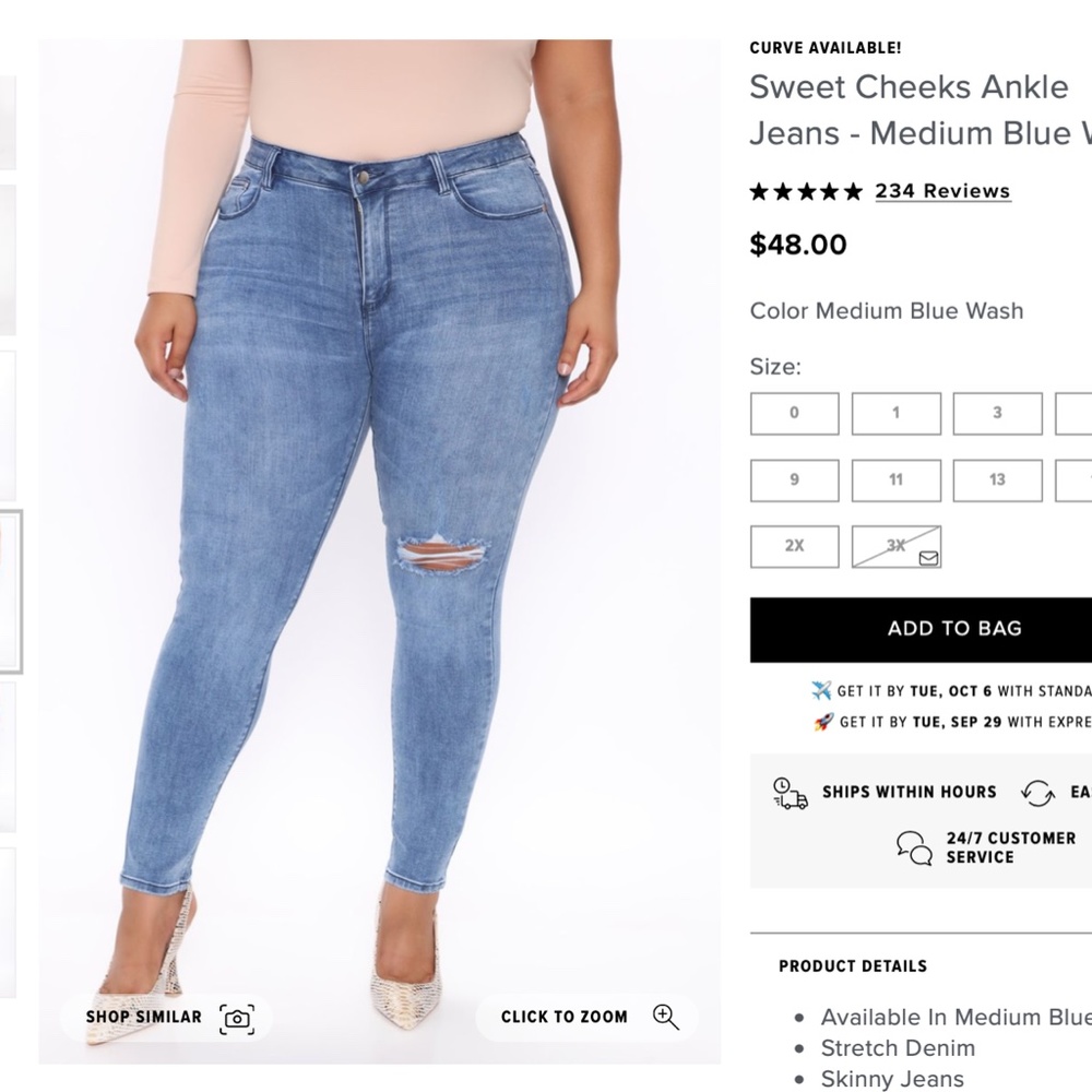 Fashion Nova Curve Sweet Cheeks Ankle Jeans